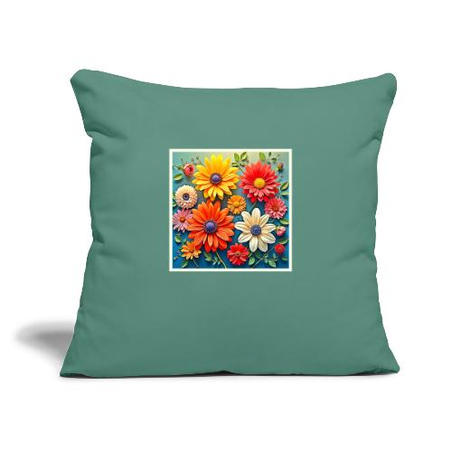 Vibrant Floral Fantasy Design - Throw Pillow Cover 17.5” x 17.5”