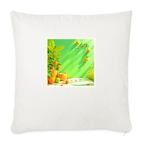 Vibrant Orange Green Still Life Design - Throw Pillow Cover 17.5” x 17.5”