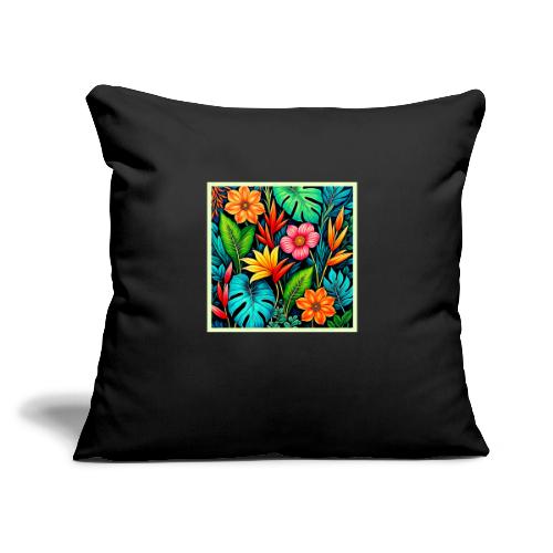 Vibrant Tropical Jungle Bloom Art - Throw Pillow Cover 17.5” x 17.5”