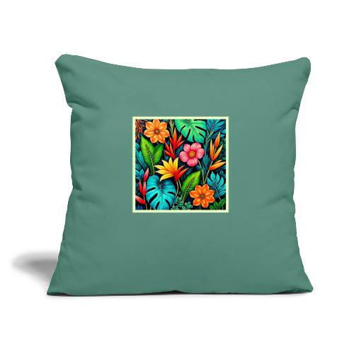 Vibrant Tropical Jungle Bloom Art - Throw Pillow Cover 17.5” x 17.5”