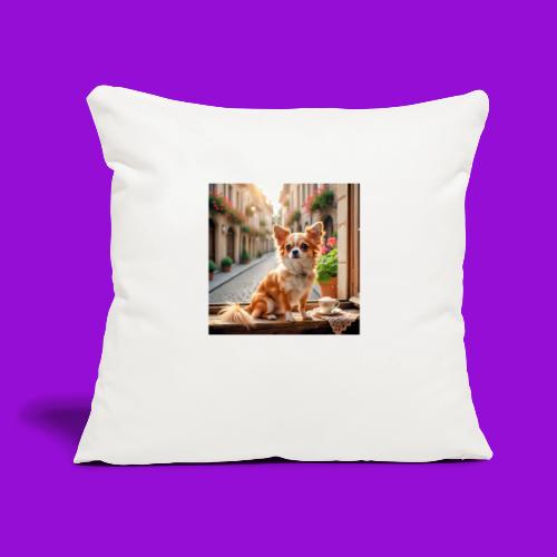 Morning coffee Chihuahua - Throw Pillow Cover 17.5” x 17.5”