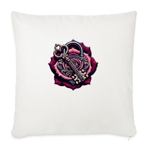 You Hold the Key to My Heart Rose Lock T-Shirt - Throw Pillow Cover 17.5” x 17.5”