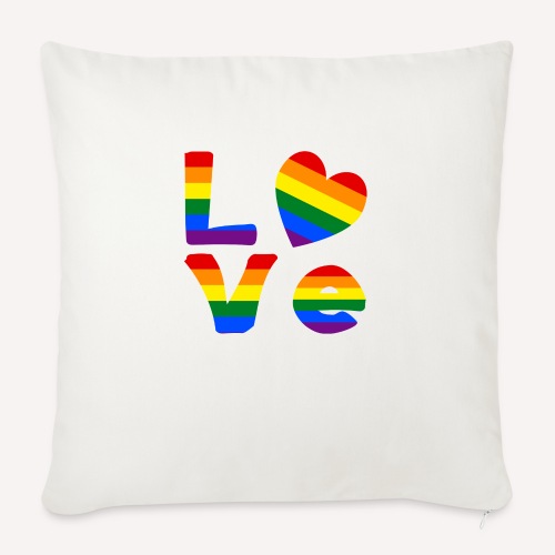 Gay Pride Rainbow LOVE - Throw Pillow Cover 17.5” x 17.5”