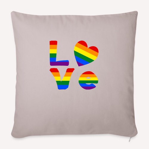 Gay Pride Rainbow LOVE - Throw Pillow Cover 17.5” x 17.5”