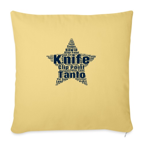Knife Word Art in a Star Shape Design - Throw Pillow Cover 17.5” x 17.5”
