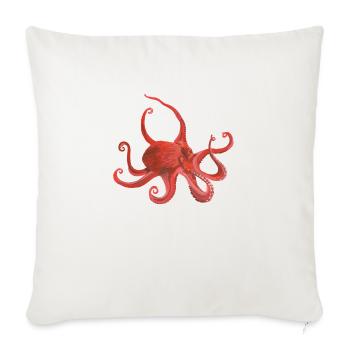Giant Pacific Octopus - Throw Pillow Cover 17.5” x 17.5” - natural white - Front
