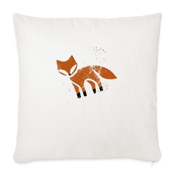 Rustic fox in stamp look - Throw Pillow Cover 17.5” x 17.5” - natural white - Front