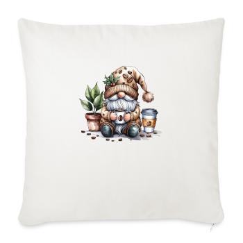 Christmas Gnome, Merry Christmas - Throw Pillow Cover 17.5” x 17.5” - natural white - Front