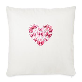 Valentine´s bows pink - Throw Pillow Cover 17.5” x 17.5” - natural white - Front