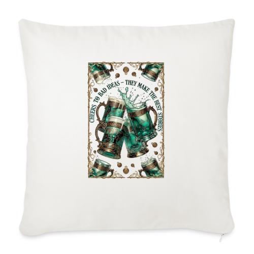 Cheers to Bad Ideas Tankards Graphic Tee - Throw Pillow Cover 17.5” x 17.5”