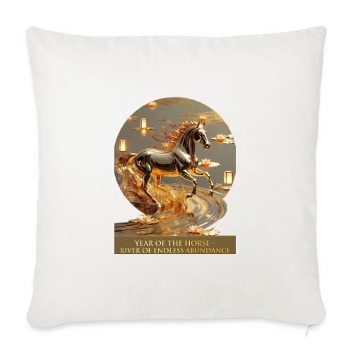 Year of the Horse Abundance T Shirt, Lunar NY Gift - Throw Pillow Cover 17.5” x 17.5”