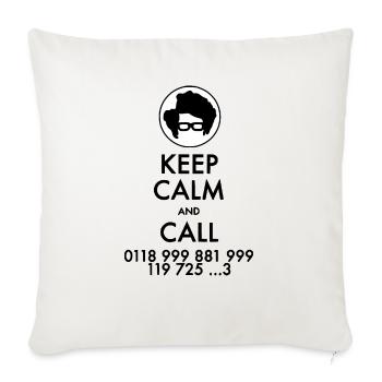 Keep Calm and Call IT Crowd Emergency Number - Throw Pillow Cover 17.5” x 17.5” - natural white - Front