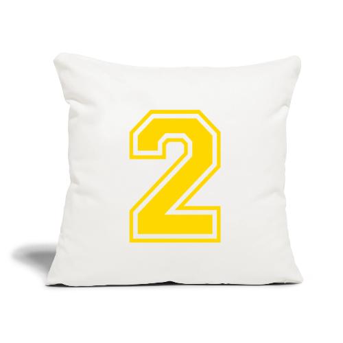 Number 2 in a classic athletic collegiate font - Throw Pillow Cover 17.5” x 17.5”