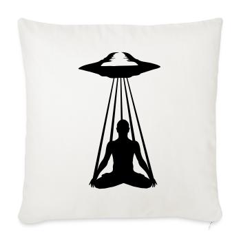 UFO MEDITATION - Throw Pillow Cover 17.5” x 17.5” - natural white - Front