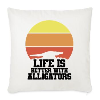 Alligator Silhouette Sunset - Throw Pillow Cover 17.5” x 17.5” - natural white - Front
