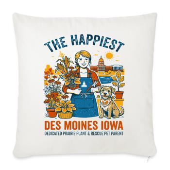 Dedicated Des Moines Iowa Plant Rescue Pet Parent - Throw Pillow Cover 17.5” x 17.5” - natural white - Front