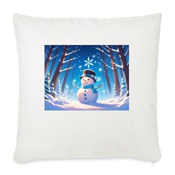 Winter Wonderland Snowman - Throw Pillow Cover 17.5” x 17.5” - natural white - Front
