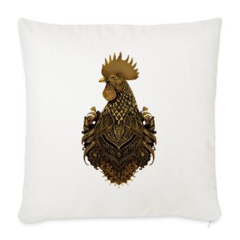 Golden ornate rooster art - Throw Pillow Cover 17.5” x 17.5” - natural white - Front