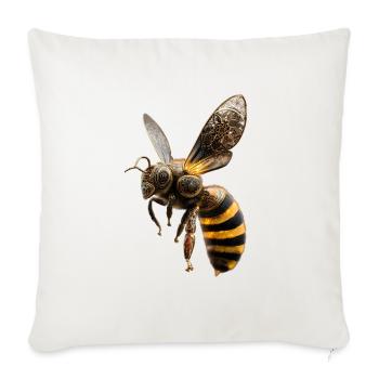 Golden mandala bee art  - Throw Pillow Cover 17.5” x 17.5” - natural white - Front