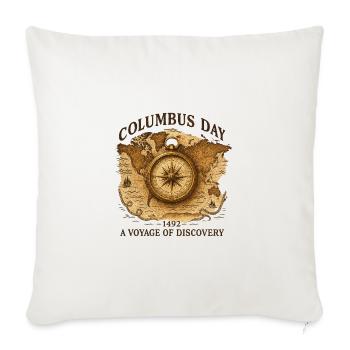 Columbus Day Vintage Map & Compass - Throw Pillow Cover 17.5” x 17.5” - natural white - Front