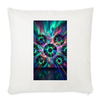 Neon Orbit Burst - Throw Pillow Cover 17.5” x 17.5” - natural white - Front