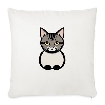 Cat - Throw Pillow Cover 17.5” x 17.5” - natural white - Front