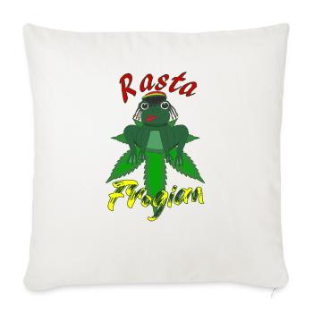 Grenouille rasta avec dreads, Rasta Frogian sur feuille - Housse de coussin décorative - blanc nature - Devant