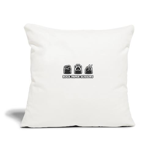 Playful Dog Paw Rock Paper Scissors - Throw Pillow Cover 17.5” x 17.5”