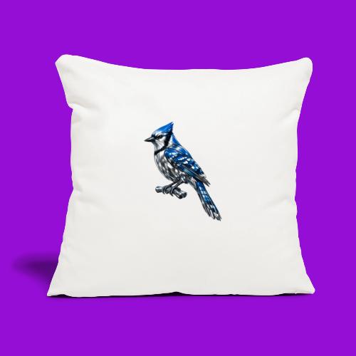 Silver Blue Jay on Perch - Throw Pillow Cover 17.5” x 17.5”