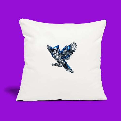 Silver Blue Jay Open Wing Perch - Throw Pillow Cover 17.5” x 17.5”