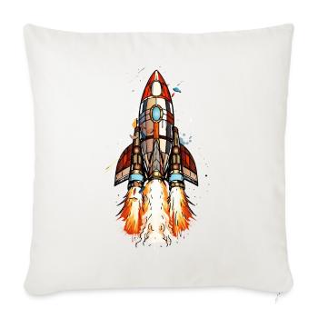 Futuristic Rocket Launch in Comic Style - Throw Pillow Cover 17.5” x 17.5” - natural white - Front