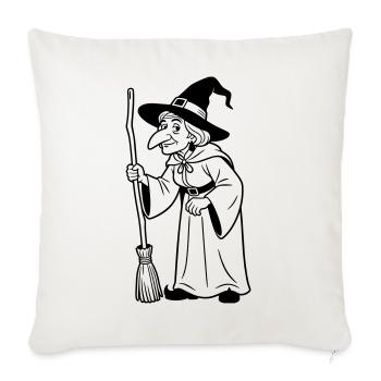 witch cartoon - Throw Pillow Cover 17.5” x 17.5” - natural white - Front