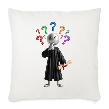 Thoughtful Grad with Question Marks - Throw Pillow Cover 17.5” x 17.5” - natural white - Front