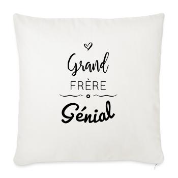 GRAND FRERE GENIAL - Throw Pillow Cover 17.5” x 17.5” - natural white - Front