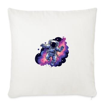 Astronaut Drifting Through Nebula - Throw Pillow Cover 17.5” x 17.5” - natural white - Front