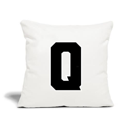 Varsity Letter Q Collegiate Font Graphic - Throw Pillow Cover 17.5” x 17.5”