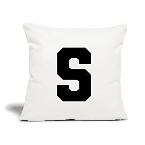 Varsity Letter S Collegiate Alphabet Art - Throw Pillow Cover 17.5” x 17.5”