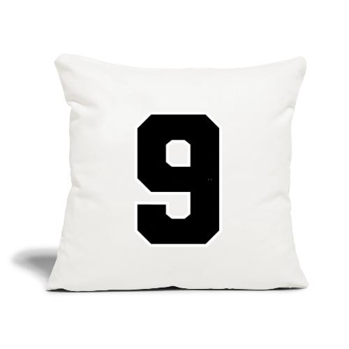 Varsity Number 9 Athletic Font - Throw Pillow Cover 17.5” x 17.5”