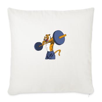 Weightlifting Tiger - Throw Pillow Cover 17.5” x 17.5” - natural white - Front