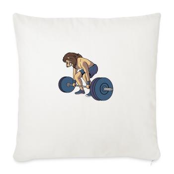 Weightlifting Lion - Throw Pillow Cover 17.5” x 17.5” - natural white - Front