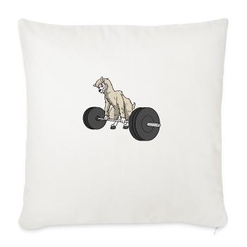 Weightlifting Llama - Throw Pillow Cover 17.5” x 17.5” - natural white - Front