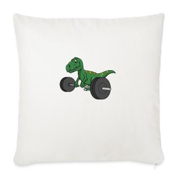 Weightlifting T-rex - Throw Pillow Cover 17.5” x 17.5” - natural white - Front
