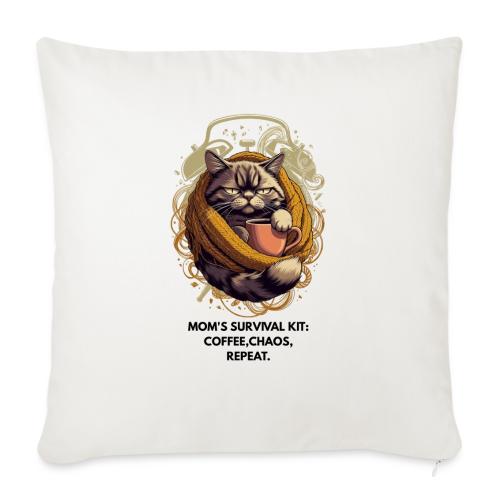 Powered by Sarcasm Cat Tee - Throw Pillow Cover 17.5” x 17.5”