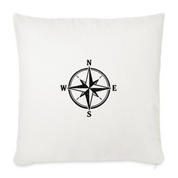 Vintage Compass Rose Grunge Retro Explorer - Throw Pillow Cover 17.5” x 17.5” - natural white - Front