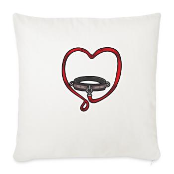 COLLAR AND LEASH BDSM Puppy Petplay Slave Sub Love - Throw Pillow Cover 17.5” x 17.5” - natural white - Front