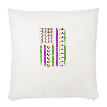 Colorful Flag, Mardi Gras Gift - Throw Pillow Cover 17.5” x 17.5” - natural white - Front
