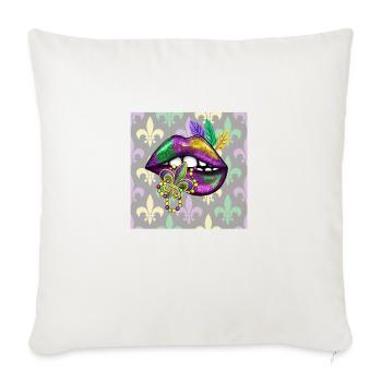 Party Lips,Mardi Gras Gift - Throw Pillow Cover 17.5” x 17.5” - natural white - Front