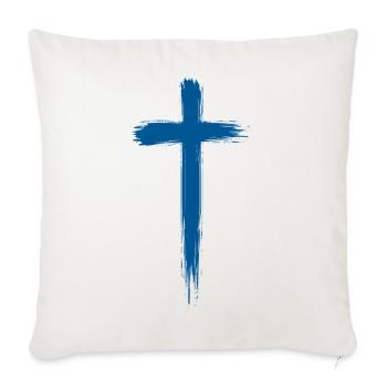 Christian Brushstroke Cross Faith Symbol Apparel - Throw Pillow Cover 17.5” x 17.5” - natural white - Front
