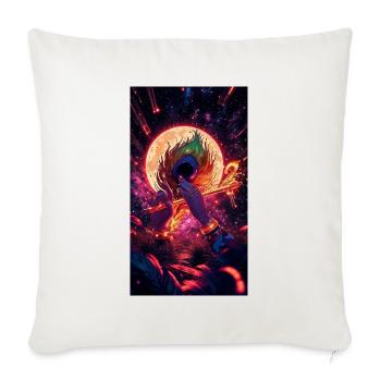 Cosmic Eye in Neon Orbit - Throw Pillow Cover 17.5” x 17.5” - natural white - Front