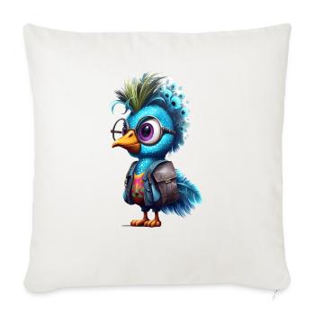 Cute Peacock Cartoon - Throw Pillow Cover 17.5” x 17.5” - natural white - Front
